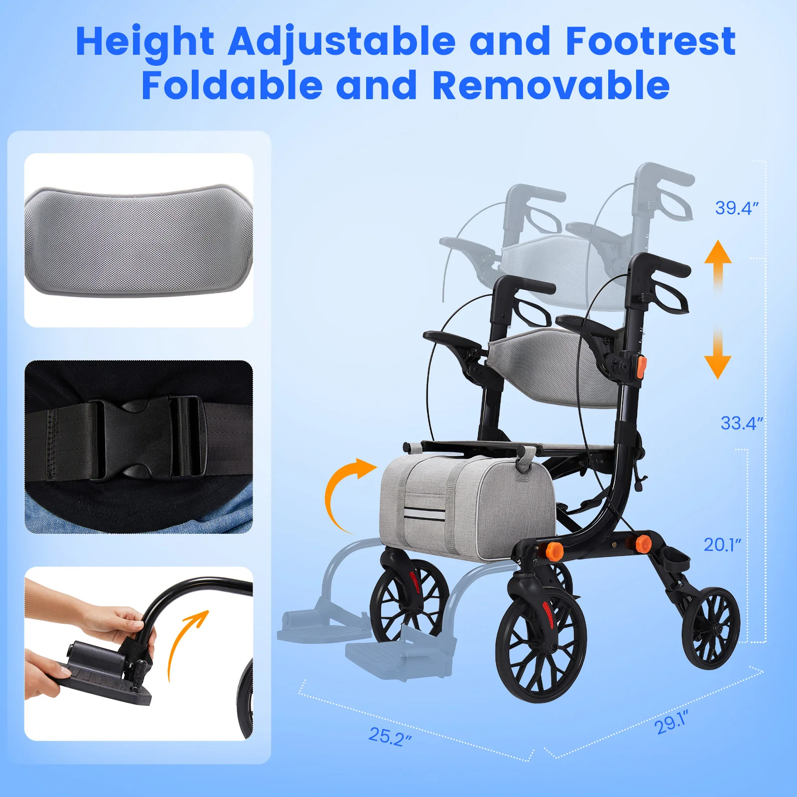 Amazon Listing Design for a 2-in-1 Rollator Transport Chair ecommerce product visual