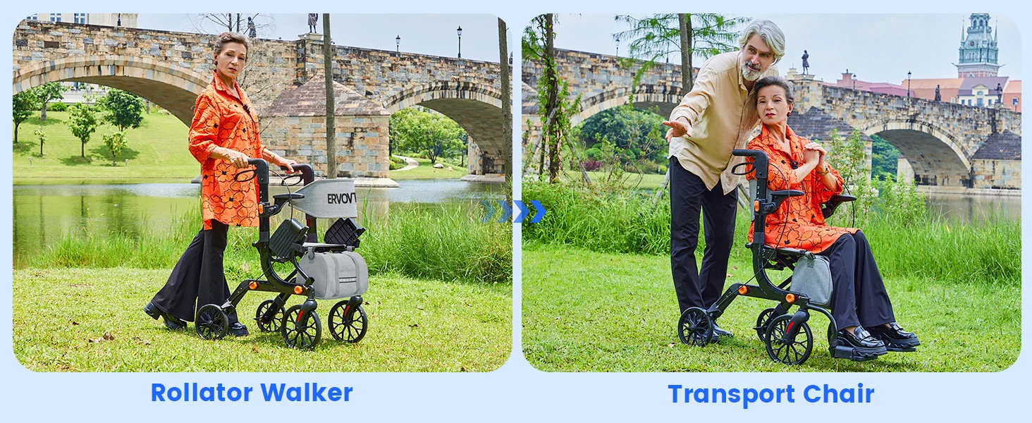 Amazon Listing Design for a 2-in-1 Rollator Transport Chair ecommerce product visual
