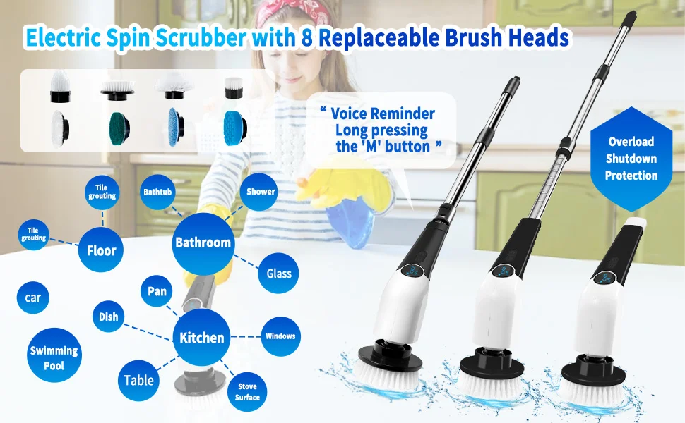 Amazon product photography and listing images for electric spin scrubber