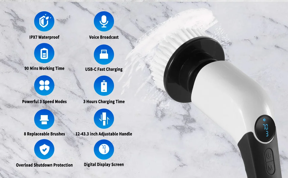 Amazon product photography and listing images for electric spin scrubber