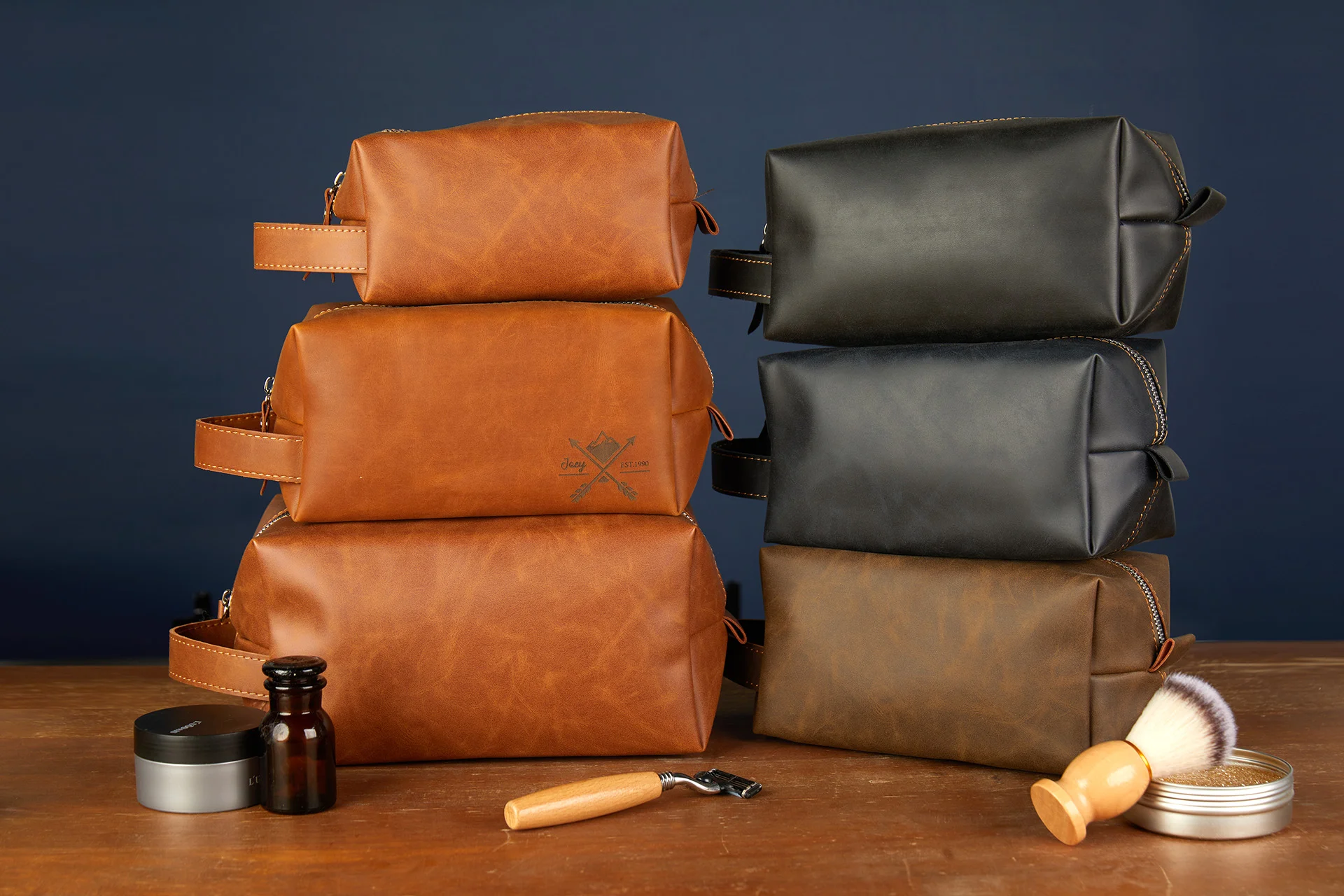 Leather Toiletry Bag Product Photography visual production example